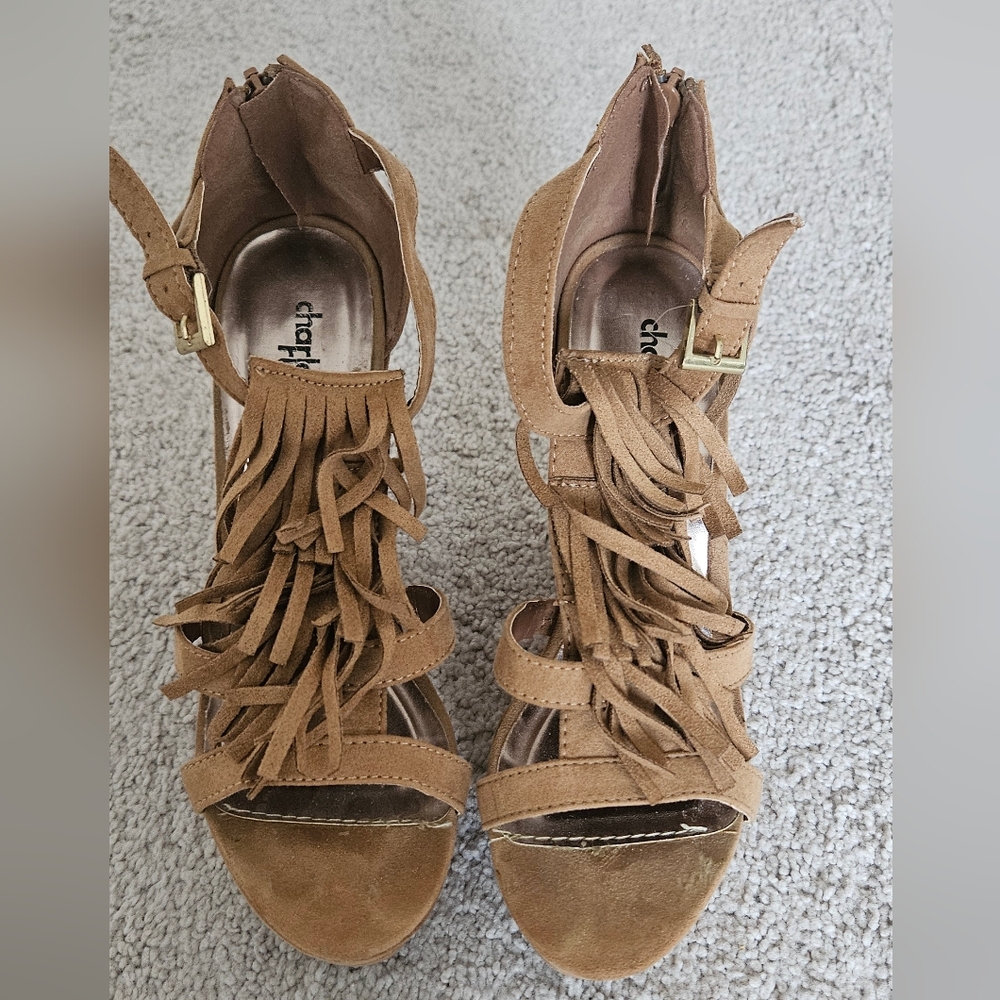 🤎Brown Suedette Charlotte Russe Wedges with Fringes. Size 7🤎
